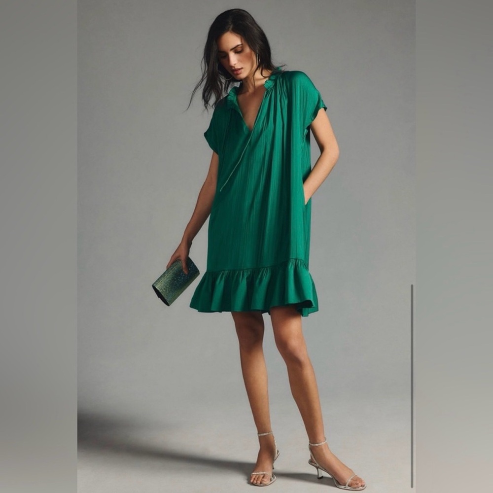Anthropologie Green Mini Dress